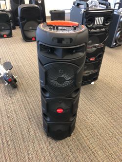 Dual eight inch rechargeable Bluetooth speaker/aux/fm/USB and SD port/microphone for karaoke/brand new!!