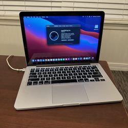 Apple 2013 13” MacBook Pro Retina 2.4ghz Core i5 8gb RAM 256gb Flash macOS Big Sur 
