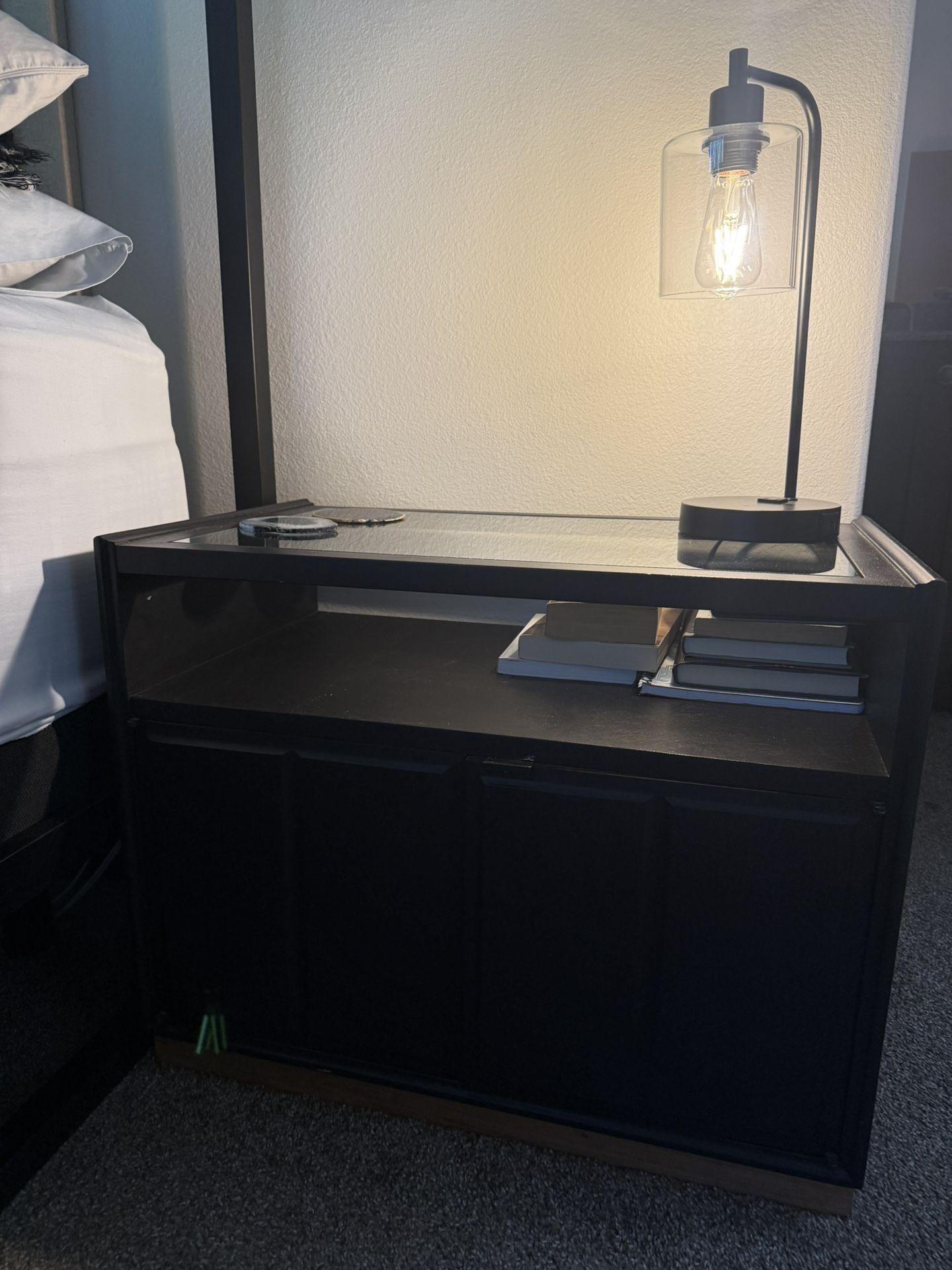 2 Black Bedside Tables