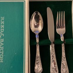 silverplated Mirrorstele youth flatware set in box by Reed & Barton.