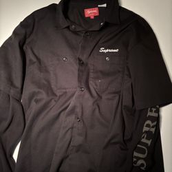 Supreme Black Mechanic Button Down With Thermal Sleeves