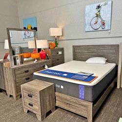 4-Pieces (Bed Dresser Mirror Nightstand) Queen Bedroom Set $645!! King $699!!