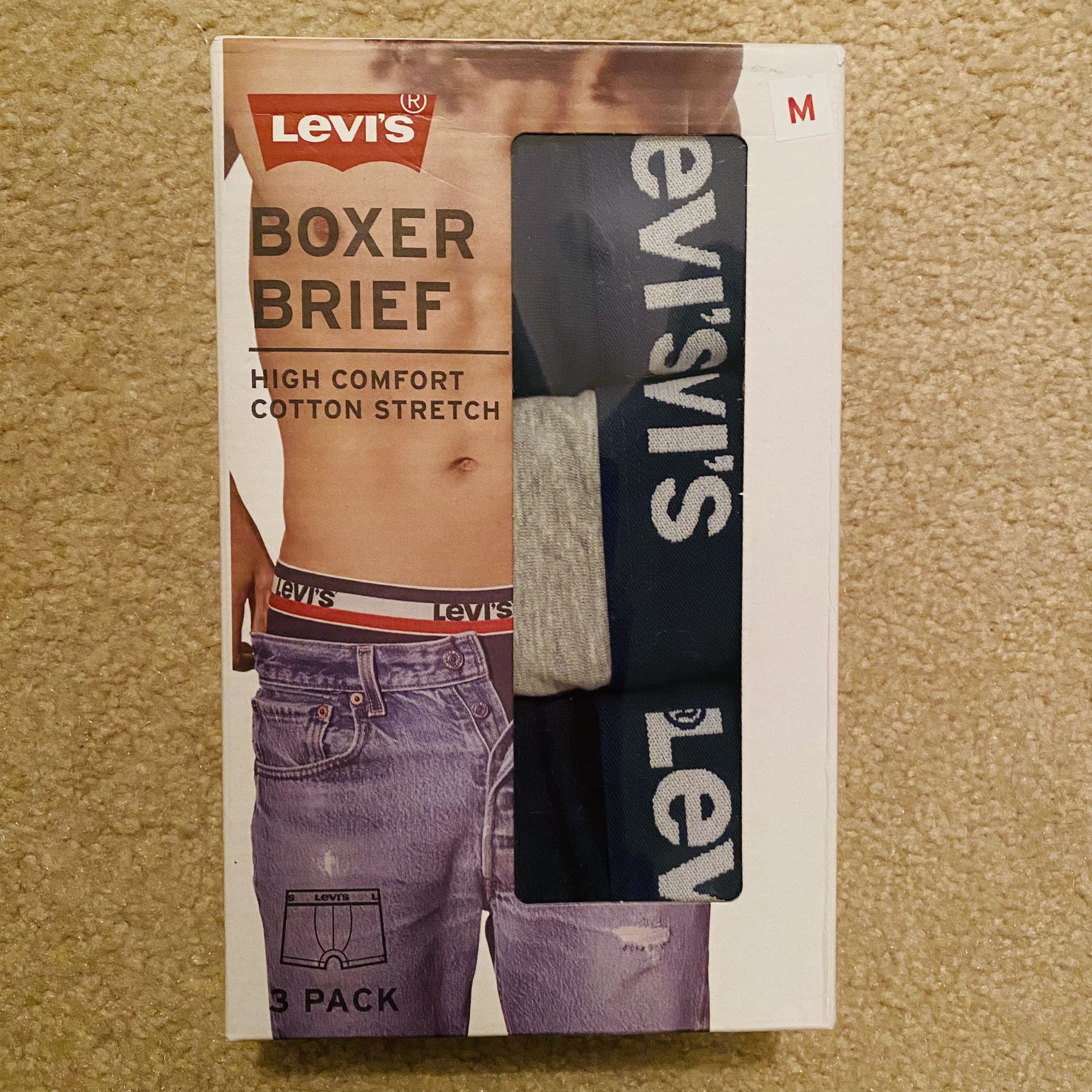 New Men's M 32-34 Levi's High Comfort Cotton Boxer Briefs 3 Pack