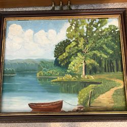 Original 1958 oil painting by Artist Lillian Parker. With solid wood frame.