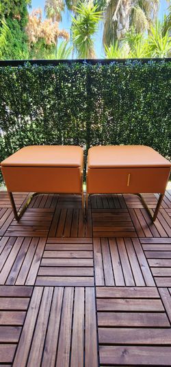 2 Leather Nightstands w/ Drawers (Like New)