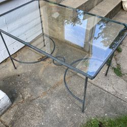 Antique Glass Outdoor Table Patio Vintage