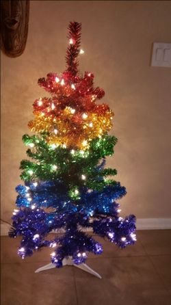 Rainbow Christmas tree.