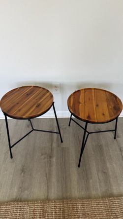 Set of 2 Modern Round Wood End Tables – $160 OBO