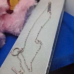 925 Sterling Silver Hammered Bar Necklace 29: