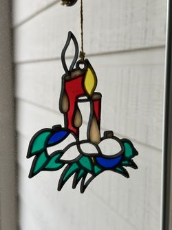 Vintage Stained Glass Christmas Ornament/ Suncatcher