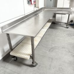 Steel L Shaped Table - Great Condition