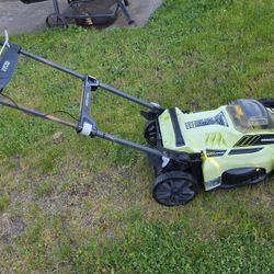 RYOBI 20 in. 40V Brushless Lithium-Ion Cordless Battery Walk Behind Push Lawn Mower. No bag. No battery.