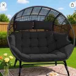 Egg Chair Patio Loveseat With Ottomans 