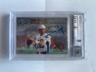 2000 fleer metal tom Brady on card auto rookie BGS 10 auto , BGS 9 mint