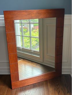 Large Mirror -Heavy Solid Wood Surround - 42”x32”
