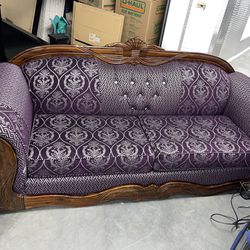 Traditional Purple Chenille Sofa Set 