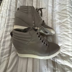 Mia Grey Wedge Ankle Sneakers Size 7