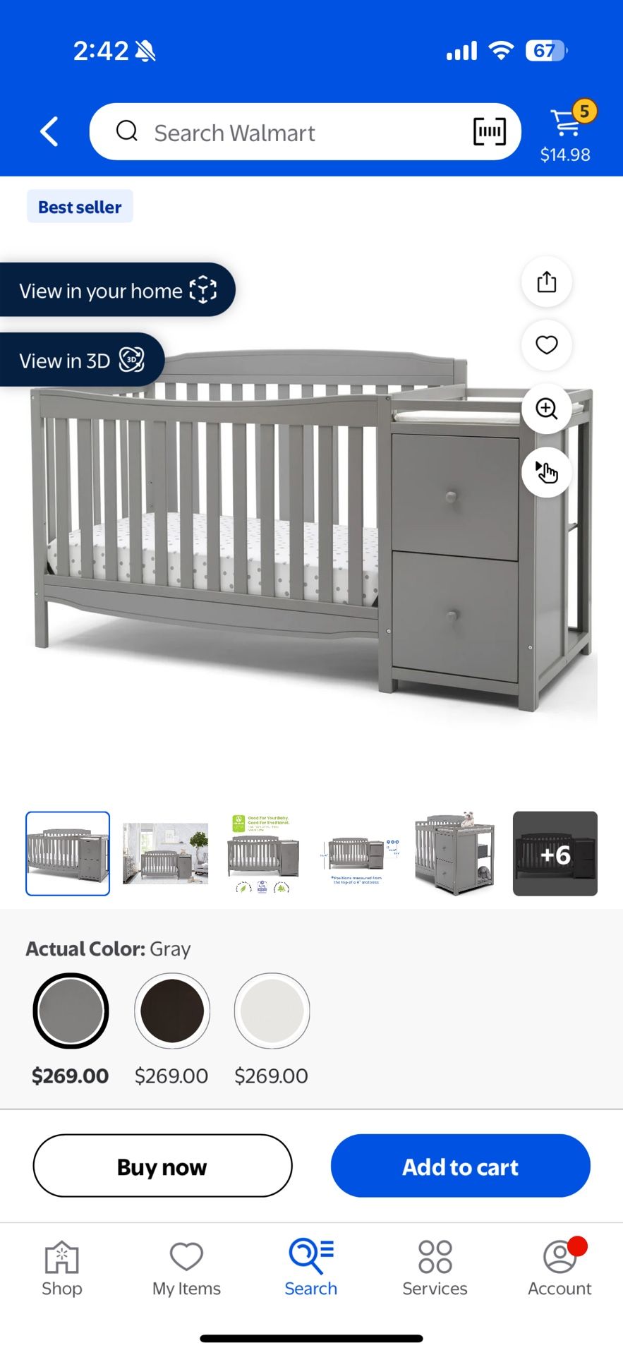 brand new crib with changing table
