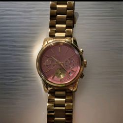 Michael Kors Women's Gold Tone Bracelet Watch Pink Dial