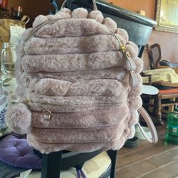 never used Claires Pink furry backpack