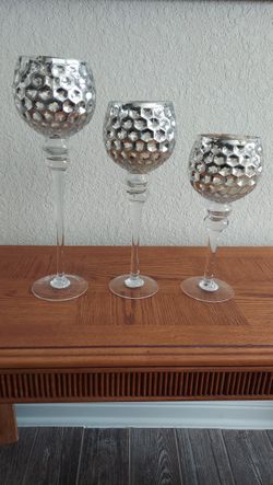3 Tall Stemmed Hurricane Glasses