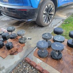Numerous dumbells available. Selling for only $1 a lb. 