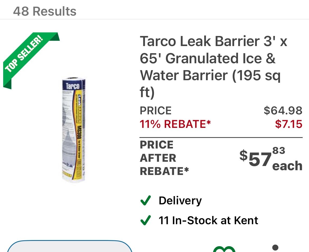 Tarco Leak Barrier 3' x 40’ Granulated Ice & Water Barrier