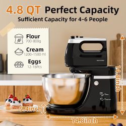 Brand New in Box 4.8 QT Dual Tilt Head Stand Mixer Handheld Mixer 4 Attachments 5 Speeds KitchenAid
