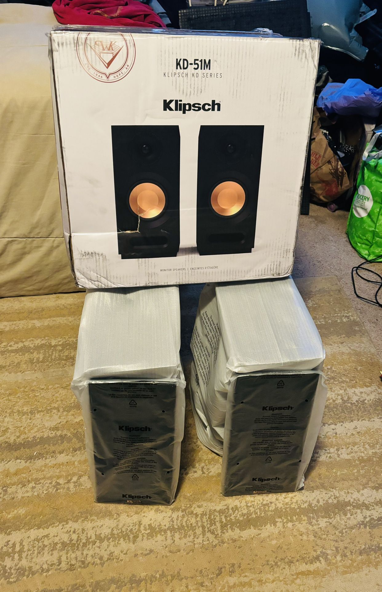 Klipsch R-51M Bookshelf Speakers - Powerful, Detailed Sound with 5.25” Drivers & Sleek Black Design (Set of 2)