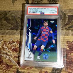 2019-20 Topps Chrome UCL Sapphire Edition Lionel Messi #1 PSA 10 GEM MT
