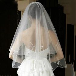 Bride Bridal Veil For Wedding Whit Crystal Edge (ivory)