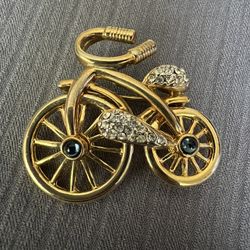 Gold Tone Bicycle Pin / Brooch / Jewelry