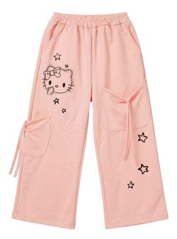 Hello Kitty Pink Wide Leg Pants - Kids Boutique Joggers with Bows