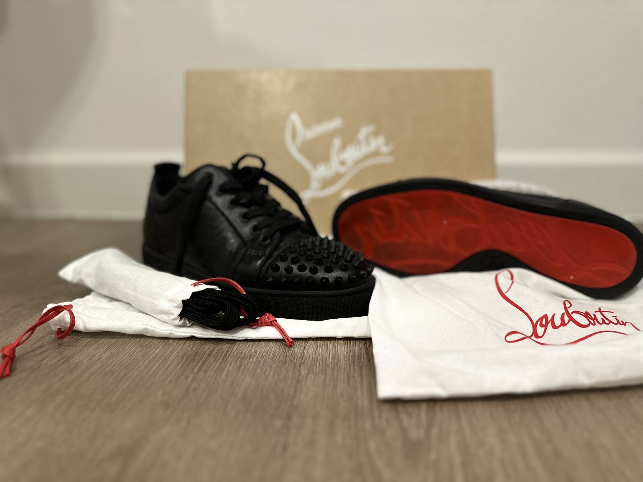 FOR SALE - CHRISTIAN LOUBOUTIN Louis Junior Spikes Cap-Toe Leather Sneakers