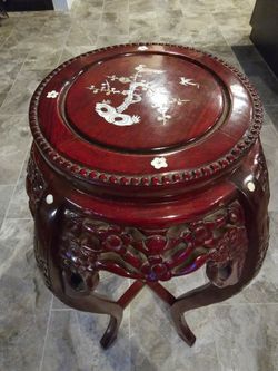 Antique Chinese Rosewood Hand-Carved Stand with Mother of Pearl!!