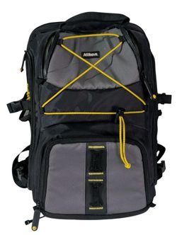 Nikon DSLR Camera Backpack Black Gray Yellow Padded Photography Gear Bag Laptop