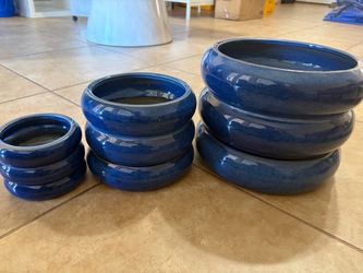 Blue Bubble ceramic planter