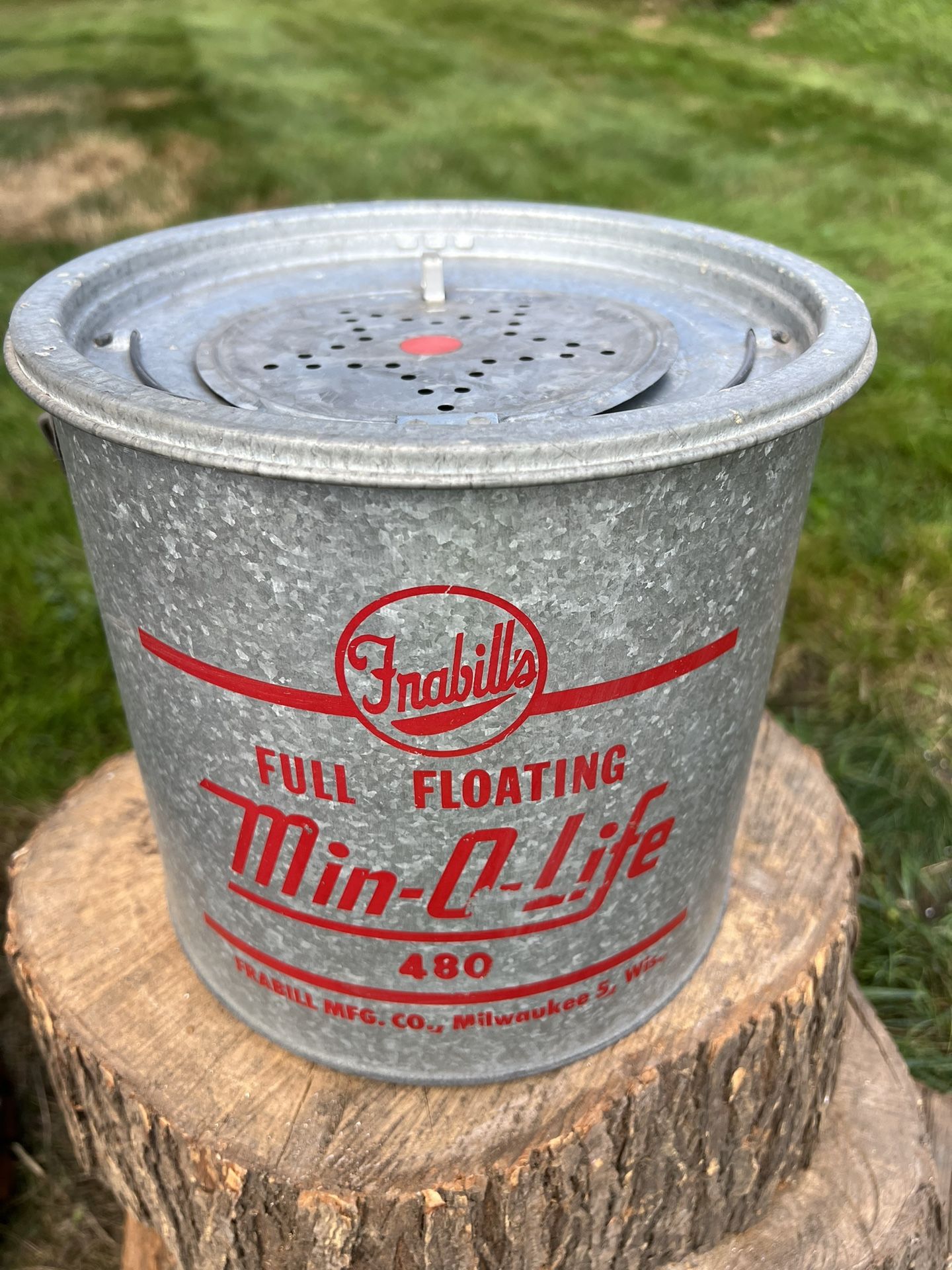 Vintage Min-o-life Bucket Fish Net And Sinkers