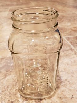 Embossed TOMATO Design Vintage QUART MASON JAR Clear Glass SQUARE