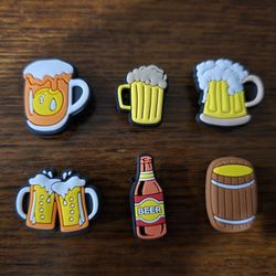 Lot Of 6 Beer Shoe Charms 