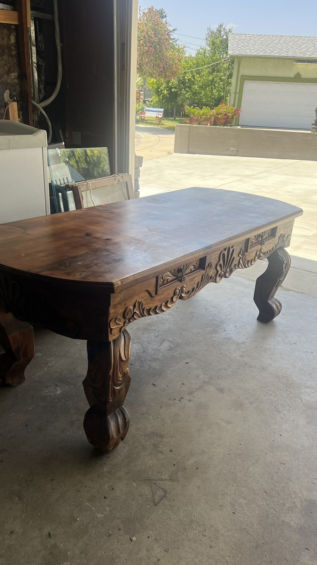 Antique Fully Wooden Table With Drawers