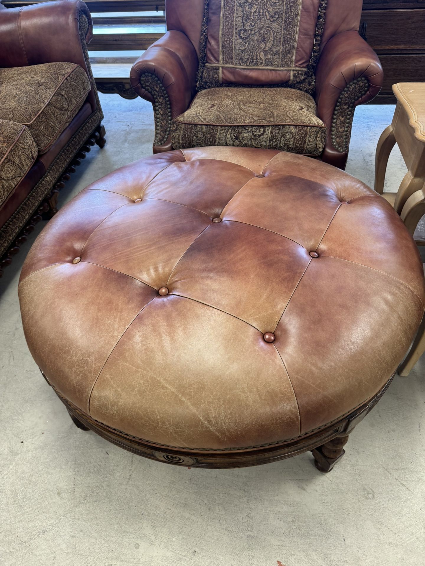 Beautiful leather signature furniture ottoman - 42” - Retail: $1800