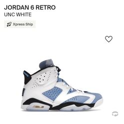 Jordan 6 UNC WHITE