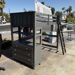 Bed Set With 4 Drawers, Desk, With Full Mattress