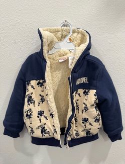 Marvel Super Hero's Youth Plush Blue Size 3T Full Zip Fleeced Hoodie