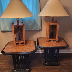 End Tables with Lamps Set