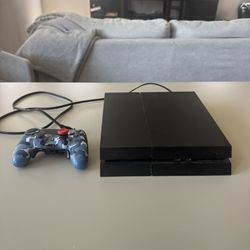 PlayStation 4 Console + Blue Camo Controller w/ Quick Joystick Mod