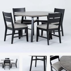 LIVING SPACES DARK WOOD FOUR CHAIR DINING SET NEW MOVING MUST SELL MAKE OFFER