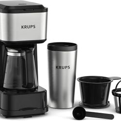 KRUPS: 2 Cup Coffee Maker Simply Brew Stainless Steel, Drip Coffee Maker. New in box.