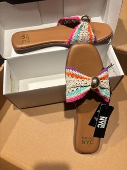 Madden NYC Crochet Bow Slide Sandals